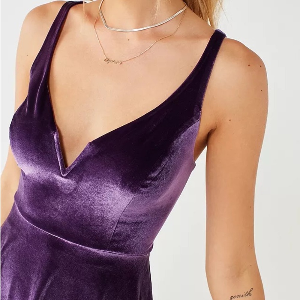 UO Kimchi Blue Strapless Purple Velvet Dress